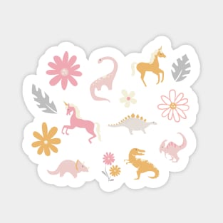 Dinosaurs + Unicorns - Gray Sticker